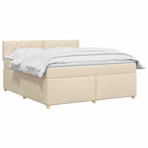 Boxspring krevet s madracem Krem 160 x 200 cm Tkanina - Krem 160 x 200 cm Dizajn s rombovima Cijena