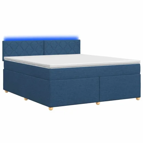 Boxspring krevet s madracem Plava 160 x 200 cm Tkanina - Plava 160 x 200 cm Dizajn s rombovima Cijena