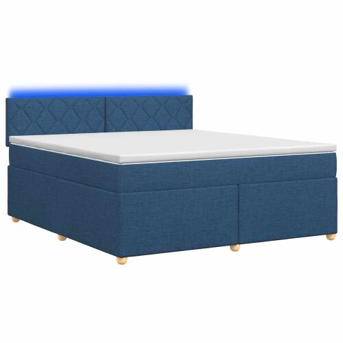 Boxspring krevet s madracem Plava 160 x 200 cm Tkanina - Plava 160 x 200 cm Dizajn s rombovima Cijena
