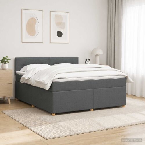 Boxspring krevet s madracem Tamnosiva 180 x 200 cm Tkanina - Tamnosiva 180 x 200 cm Prošiveno gumbima Cijena