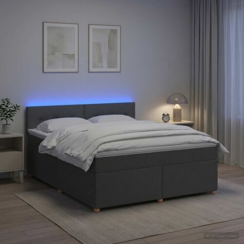 Boxspring krevet s madracem Tamnosiva 180 x 200 cm Tkanina - Tamnosiva 180 x 200 cm Prošiveno gumbima Cijena