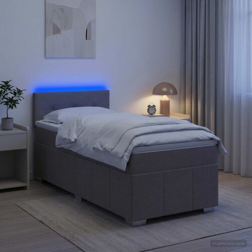 Boxspring krevet s madracem Sivosmeđa 100 x 200 cm Tkanina - Sivosmeđa 100 x 200 cm Prošiveno gumbima Cijena