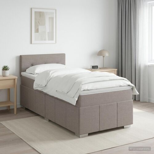 Boxspring krevet s madracem Sivosmeđa 100 x 200 cm Tkanina - Sivosmeđa 100 x 200 cm Prošiveno gumbima Cijena
