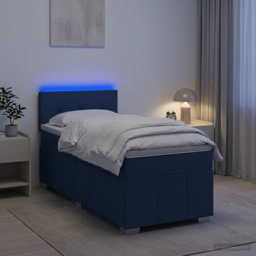 Boxspring krevet s madracem Plava 100 x 200 cm Tkanina - Plava 100 x 200 cm Prošiveno gumbima Cijena