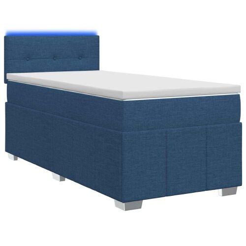 Boxspring krevet s madracem Plava 100 x 200 cm Tkanina - Plava 100 x 200 cm Prošiveno gumbima Cijena