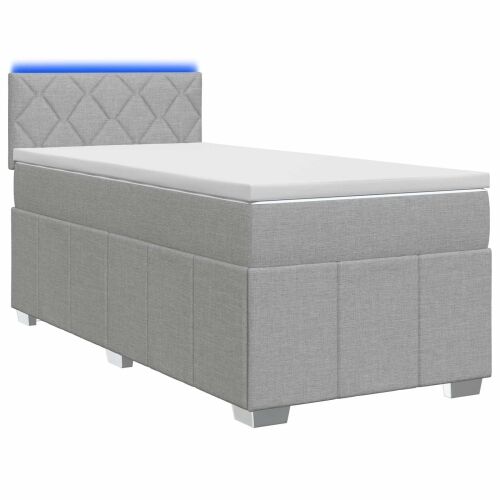 Boxspring krevet s madracem Svjetlosiva 100 x 200 cm Tkanina - Svjetlosiva 100 x 200 cm Dizajn s rombovima Cijena