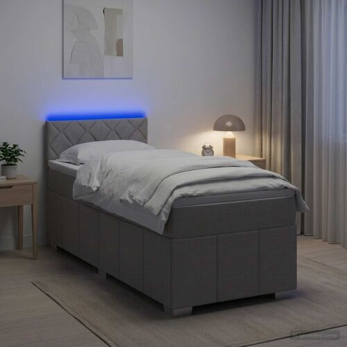 Boxspring krevet s madracem Svjetlosiva 100 x 200 cm Tkanina - Svjetlosiva 100 x 200 cm Dizajn s rombovima Cijena