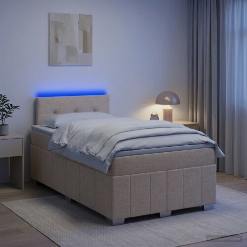 Boxspring krevet s madracem Krem 120 x 190 cm Tkanina - Krem 120 x 190 cm Prošiveno gumbima Cijena