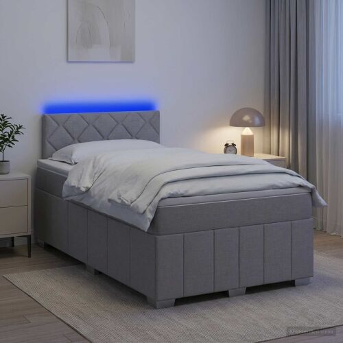 Boxspring krevet s madracem Svjetlosiva 120 x 190 cm Tkanina - Svjetlosiva 120 x 190 cm Dizajn s rombovima Cijena