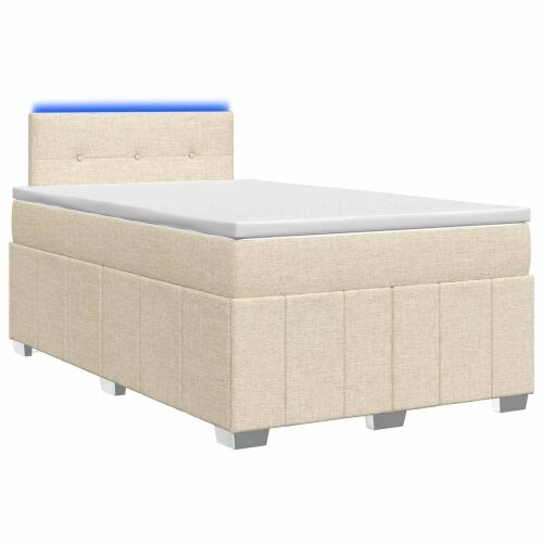 Boxspring krevet s madracem Krem 120 x 200 cm Tkanina - Krem 120 x 200 cm Prošiveno gumbima Cijena