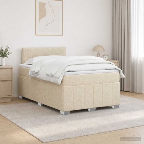 Boxspring krevet s madracem Krem 120 x 200 cm Tkanina - Krem 120 x 200 cm Prošiveno gumbima Cijena