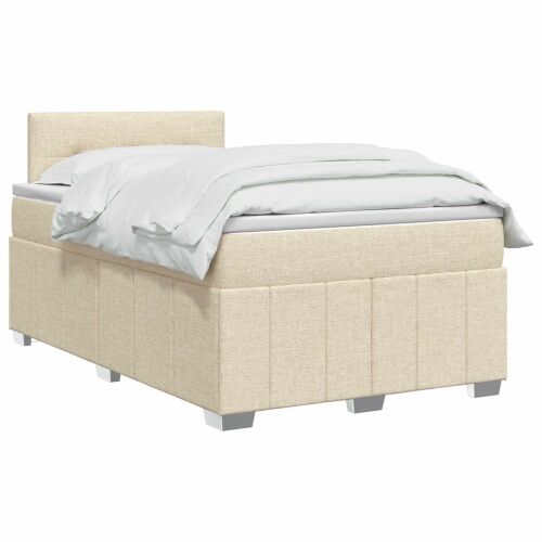 Boxspring krevet s madracem Krem 120 x 200 cm Tkanina - Krem 120 x 200 cm Prošiveno gumbima Cijena