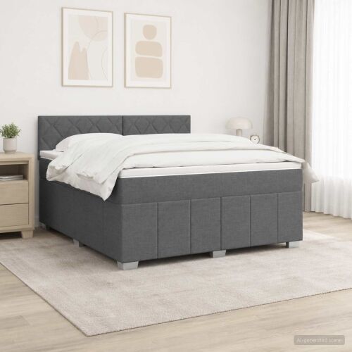 Boxspring krevet s madracem Tamnosiva 140 x 200 cm Tkanina - Tamnosiva 140 x 200 cm Dizajn s rombovima Cijena