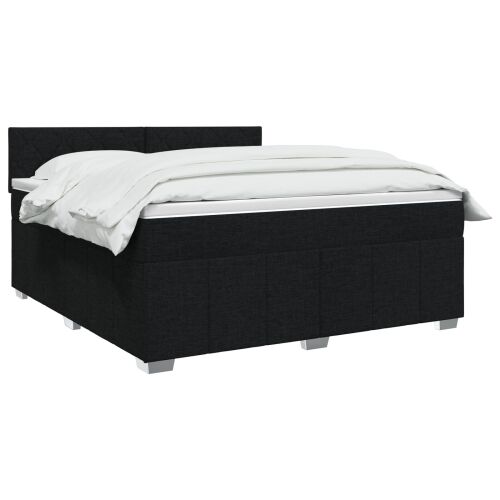 Boxspring krevet s madracem Crna 140 x 200 cm Tkanina - Crna 140 x 200 cm Dizajn s rombovima Cijena
