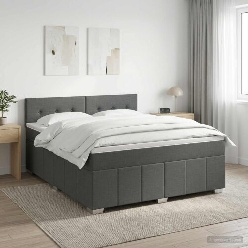 Boxspring krevet s madracem Tamnosiva 180 x 200 cm Tkanina - Tamnosiva 180 x 200 cm Prošiveno gumbima Cijena