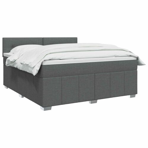 Boxspring krevet s madracem Tamnosiva 180 x 200 cm Tkanina - Tamnosiva 180 x 200 cm Prošiveno gumbima Cijena
