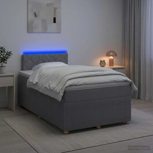 Boxspring krevet s madracem Svjetlosiva 120 x 190 cm Tkanina - Svjetlosiva 120 x 190 cm Dizajn s rombovima Cijena