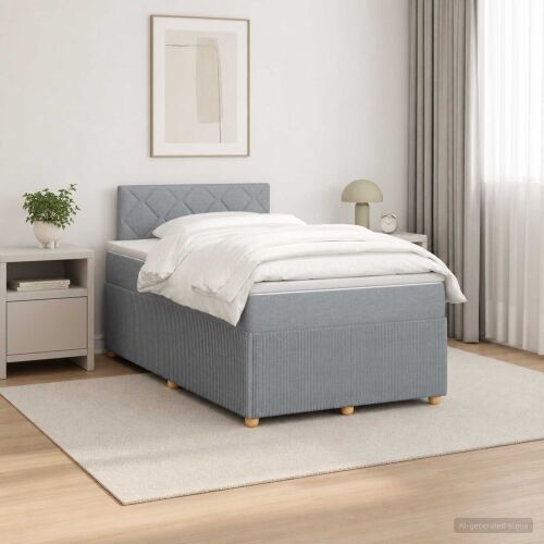 Boxspring krevet s madracem Svjetlosiva 120 x 190 cm Tkanina - Svjetlosiva 120 x 190 cm Dizajn s rombovima Cijena