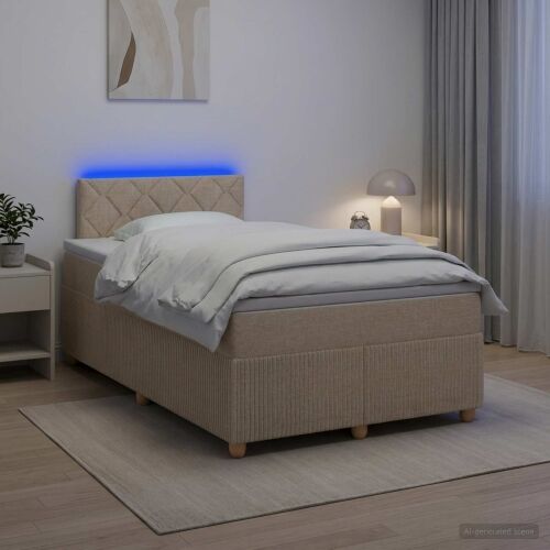 Boxspring krevet s madracem Krem 120 x 190 cm Tkanina - Krem 120 x 190 cm Dizajn s rombovima Cijena