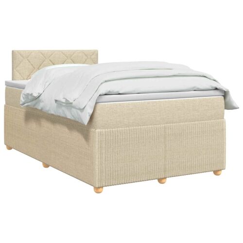 Boxspring krevet s madracem Krem 120 x 190 cm Tkanina - Krem 120 x 190 cm Dizajn s rombovima Cijena