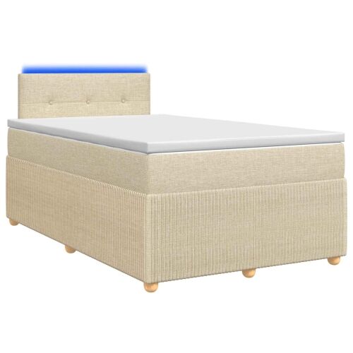 Boxspring krevet s madracem Krem 120 x 200 cm Tkanina - Krem 120 x 200 cm Prošiveno gumbima Cijena