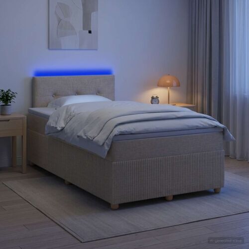 Boxspring krevet s madracem Krem 120 x 200 cm Tkanina - Krem 120 x 200 cm Prošiveno gumbima Cijena