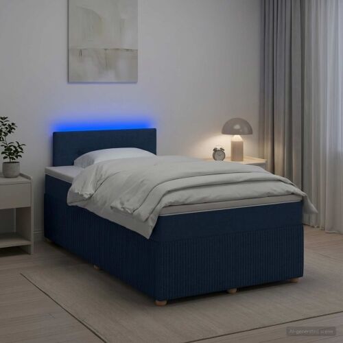 Boxspring krevet s madracem Plava 120 x 200 cm Tkanina - Plava 120 x 200 cm Prošiveno gumbima Cijena