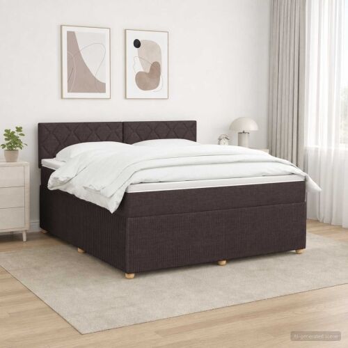 Boxspring krevet s madracem Tamno smeđa 140 x 190 cm Tkanina - Tamno smeđa 140 x 190 cm Dizajn s rombovima Cijena