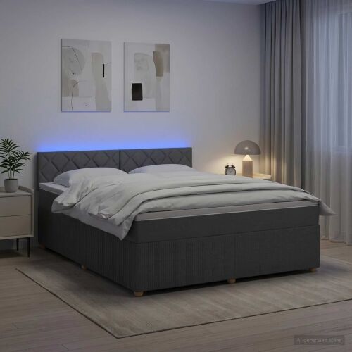 Boxspring krevet s madracem Tamnosiva 140 x 200 cm Tkanina - Tamnosiva 140 x 200 cm Dizajn s rombovima Cijena