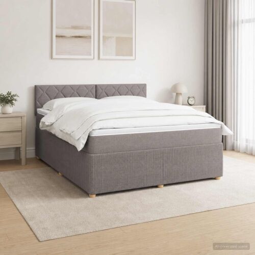 Boxspring krevet s madracem Sivosmeđa 160 x 200 cm Tkanina - Sivosmeđa 160 x 200 cm Dizajn s rombovima Cijena