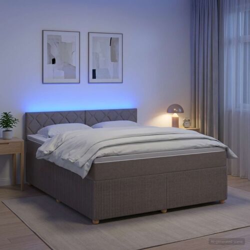 Boxspring krevet s madracem Sivosmeđa 160 x 200 cm Tkanina - Sivosmeđa 160 x 200 cm Dizajn s rombovima Cijena