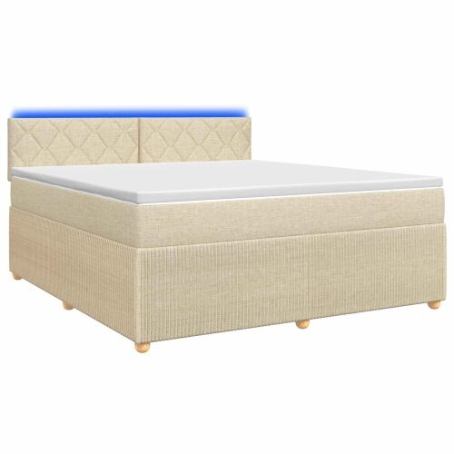 Boxspring krevet s madracem Krem 160 x 200 cm Tkanina - Krem 160 x 200 cm Dizajn s rombovima Cijena