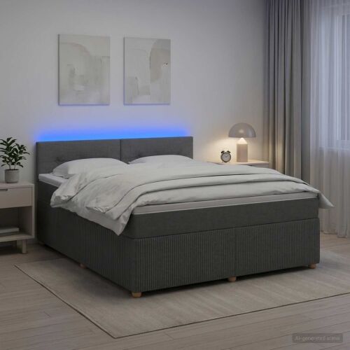 Boxspring krevet s madracem Tamnosiva 180 x 200 cm Tkanina - Tamnosiva 180 x 200 cm Prošiveno gumbima Cijena