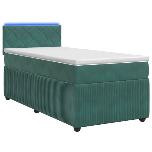 Boxspring krevet s madracem Tamnozelena 80 x 200 cm Baršun - Tamnozelena 80 x 200 cm Dizajn s rombovima Cijena