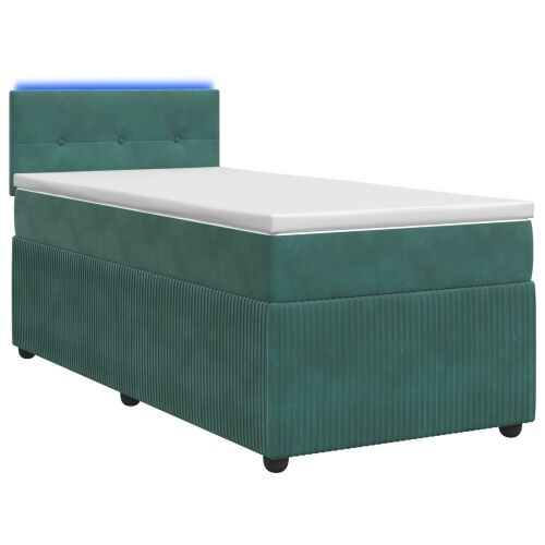 Boxspring krevet s madracem Tamnozelena 100 x 200 cm Baršun - Tamnozelena 100 x 200 cm Prošiveno gumbima Cijena