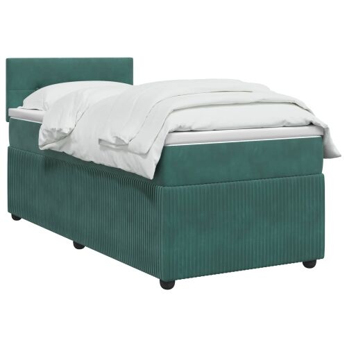 Boxspring krevet s madracem Tamnozelena 100 x 200 cm Baršun - Tamnozelena 100 x 200 cm Prošiveno gumbima Cijena