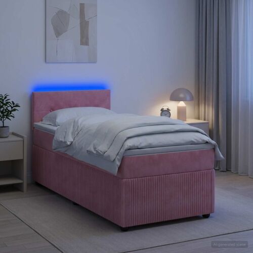 Boxspring krevet s madracem Ružičasta 100 x 200 cm Baršun - Ružičasta 100 x 200 cm Prošiveno gumbima Cijena