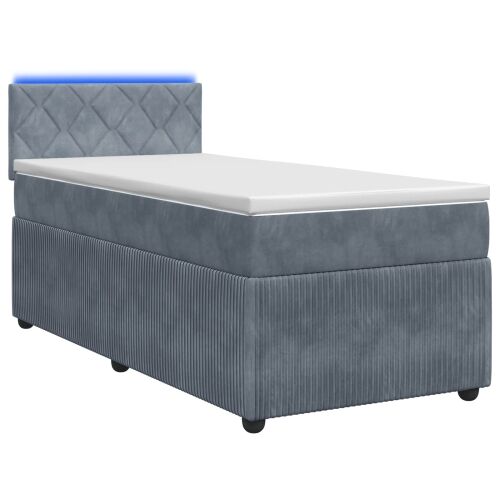 Boxspring krevet s madracem Tamnosiva 100 x 200 cm Baršun - Tamnosiva 100 x 200 cm Dizajn s rombovima Cijena