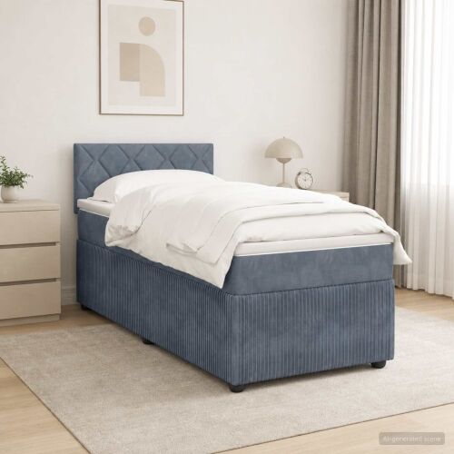 Boxspring krevet s madracem Tamnosiva 100 x 200 cm Baršun - Tamnosiva 100 x 200 cm Dizajn s rombovima Cijena