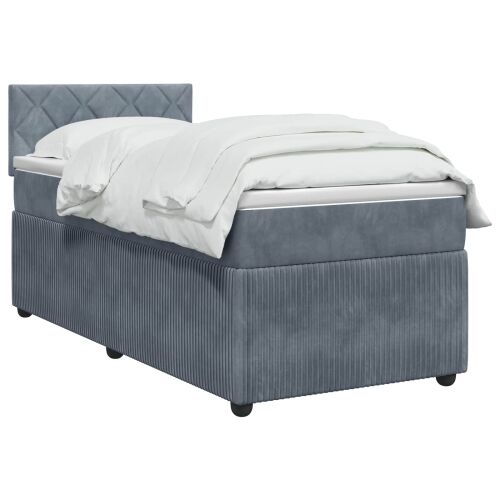 Boxspring krevet s madracem Tamnosiva 100 x 200 cm Baršun - Tamnosiva 100 x 200 cm Dizajn s rombovima Cijena