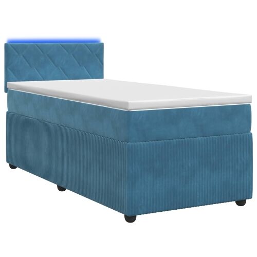 Boxspring krevet s madracem Plava 100 x 200 cm Baršun - Plava 100 x 200 cm Dizajn s rombovima Cijena