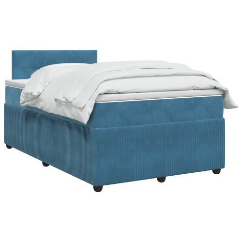 Boxspring krevet s madracem Plava 120 x 190 cm Baršun - Plava 120 x 190 cm Prošiveno gumbima Cijena