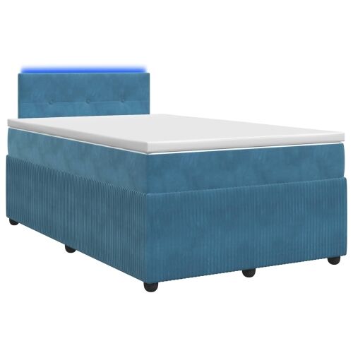 Boxspring krevet s madracem Plava 120 x 200 cm Baršun - Plava 120 x 200 cm Prošiveno gumbima Cijena