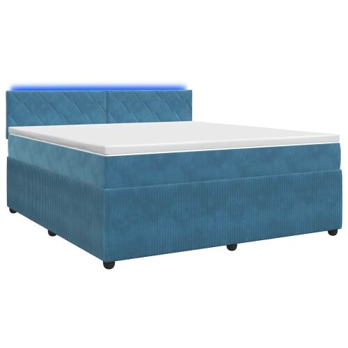 Boxspring krevet s madracem Plava 160 x 200 cm Baršun - Plava 160 x 200 cm Dizajn s rombovima Cijena