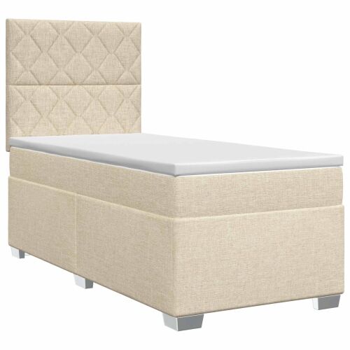 Boxspring krevet s madracem Krem 80 x 200 cm Tkanina - Krem 80 x 200 cm Dizajn s rombovima Cijena