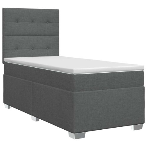 Boxspring krevet s madracem Tamnosiva 90 x 190 cm Tkanina - Tamnosiva 90 x 190 cm Prošiveno gumbima Cijena