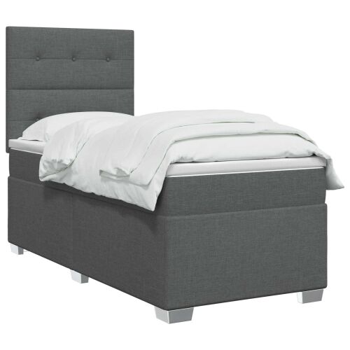 Boxspring krevet s madracem Tamnosiva 90 x 190 cm Tkanina - Tamnosiva 90 x 190 cm Prošiveno gumbima Cijena