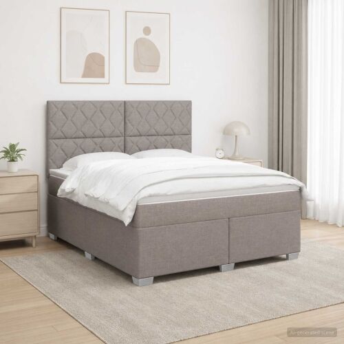 Boxspring krevet s madracem Sivosmeđa 160 x 200 cm Tkanina - Sivosmeđa 160 x 200 cm Dizajn s rombovima Cijena