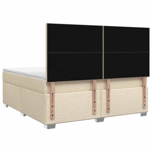 Boxspring krevet s madracem Krem 160 x 200 cm Tkanina - Krem 160 x 200 cm Dizajn s rombovima Cijena