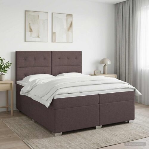 Boxspring krevet s madracem Tamno smeđa 200 x 200 cm Tkanina - Tamno smeđa 200 x 200 cm Prošiveno gumbima Cijena